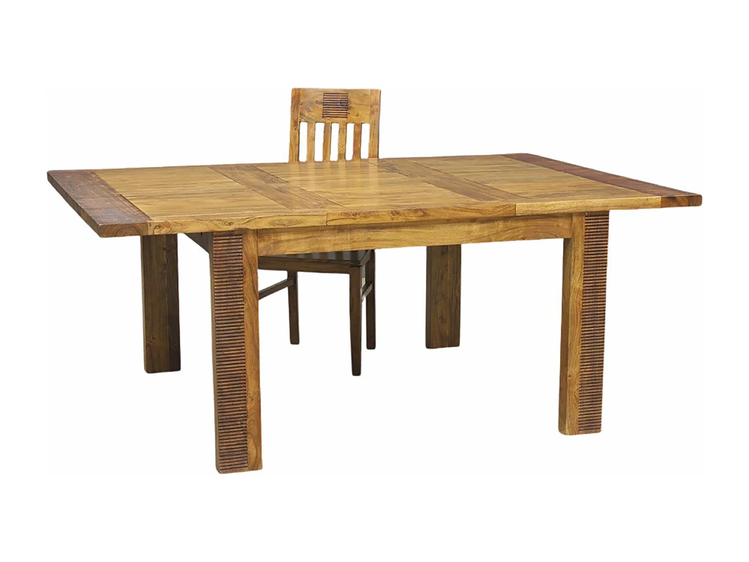 Table de repas carrée allonge bois strié | Acacia Verone