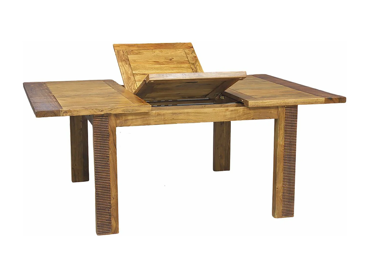 Table de repas carrée allonge bois strié | Acacia Verone