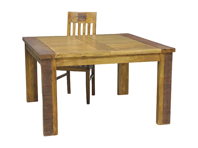 Table de repas carrée allonge bois strié | Acacia Verone