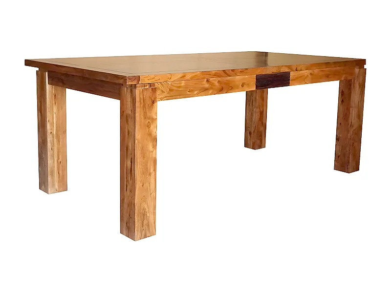 Table rectangulaire en bois sculpté bicolore 200/280 | Acacia Maya