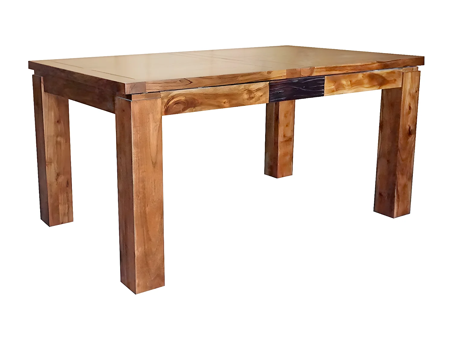 Table rectangulaire en bois sculpté bicolore 200/280 | Acacia Maya