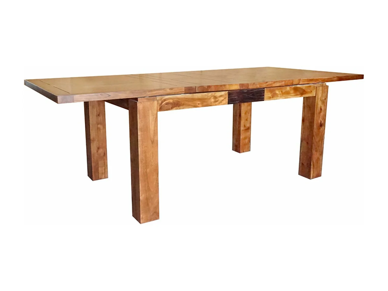 Table rectangulaire en bois sculpté bicolore 200/280 | Acacia Maya