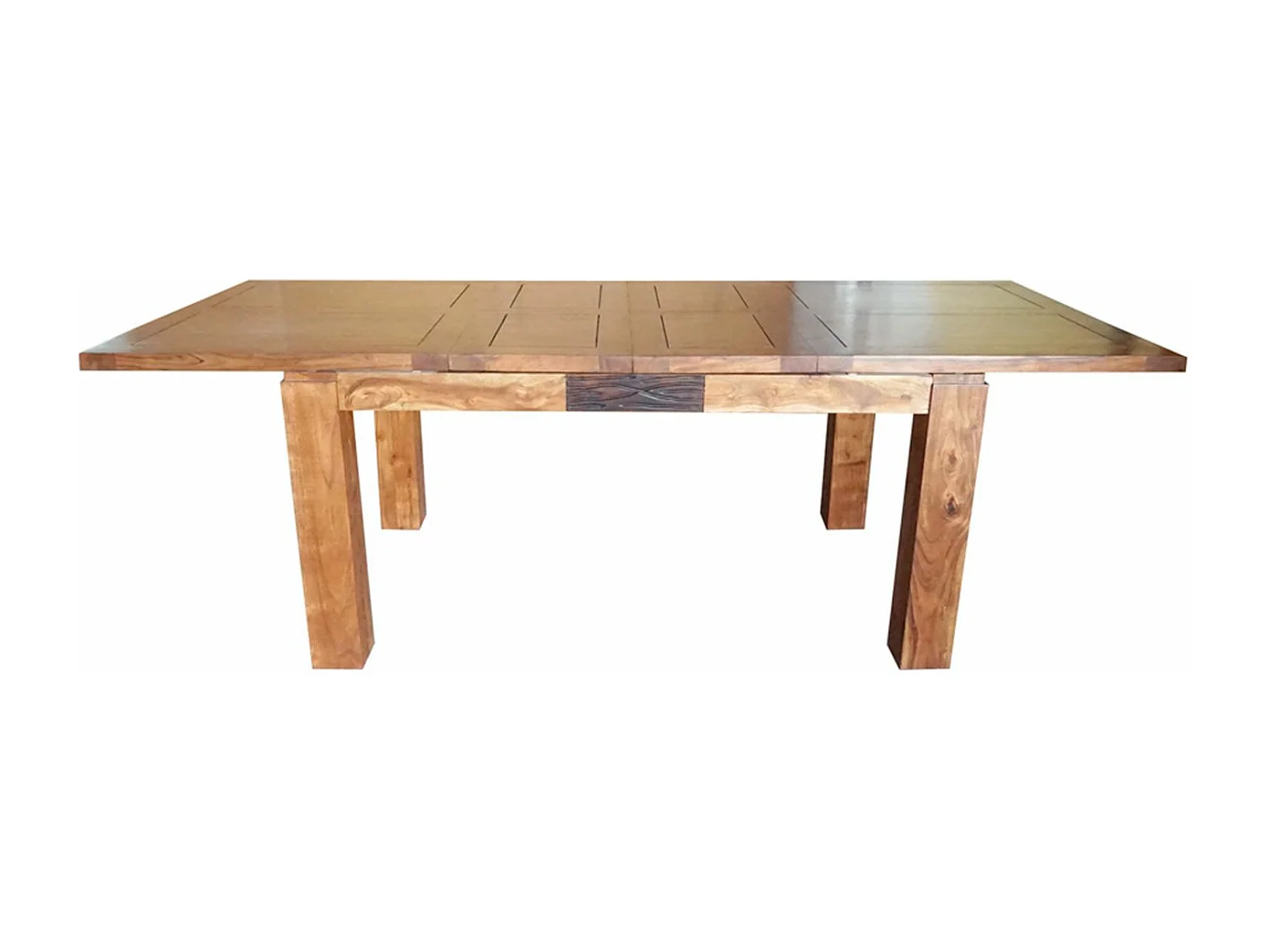 Table rectangulaire en bois sculpté bicolore 200/280 | Acacia Maya
