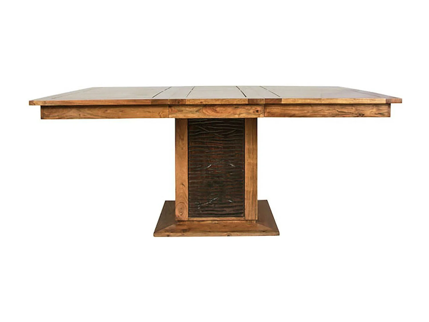 Table à manger carrée bois sculpté bicolore 130 "Acacia Maya"