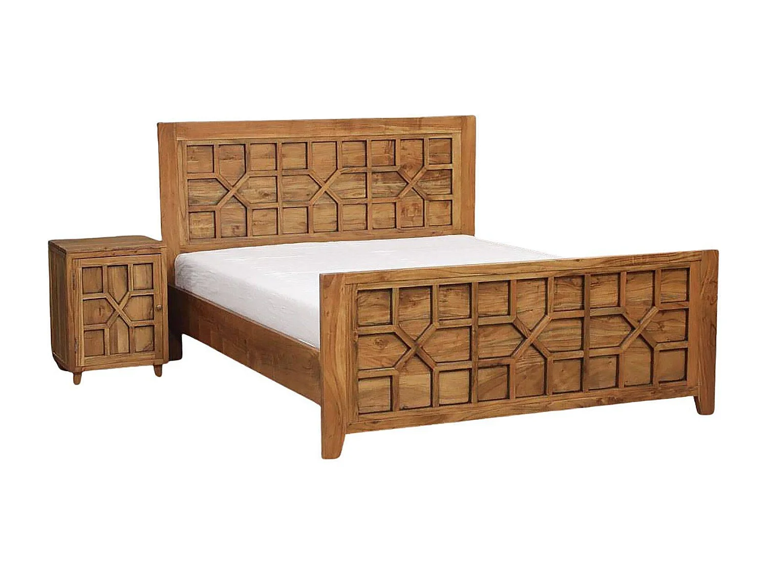 Lit arabesque bois massif 180 cm | Acacia Punjab