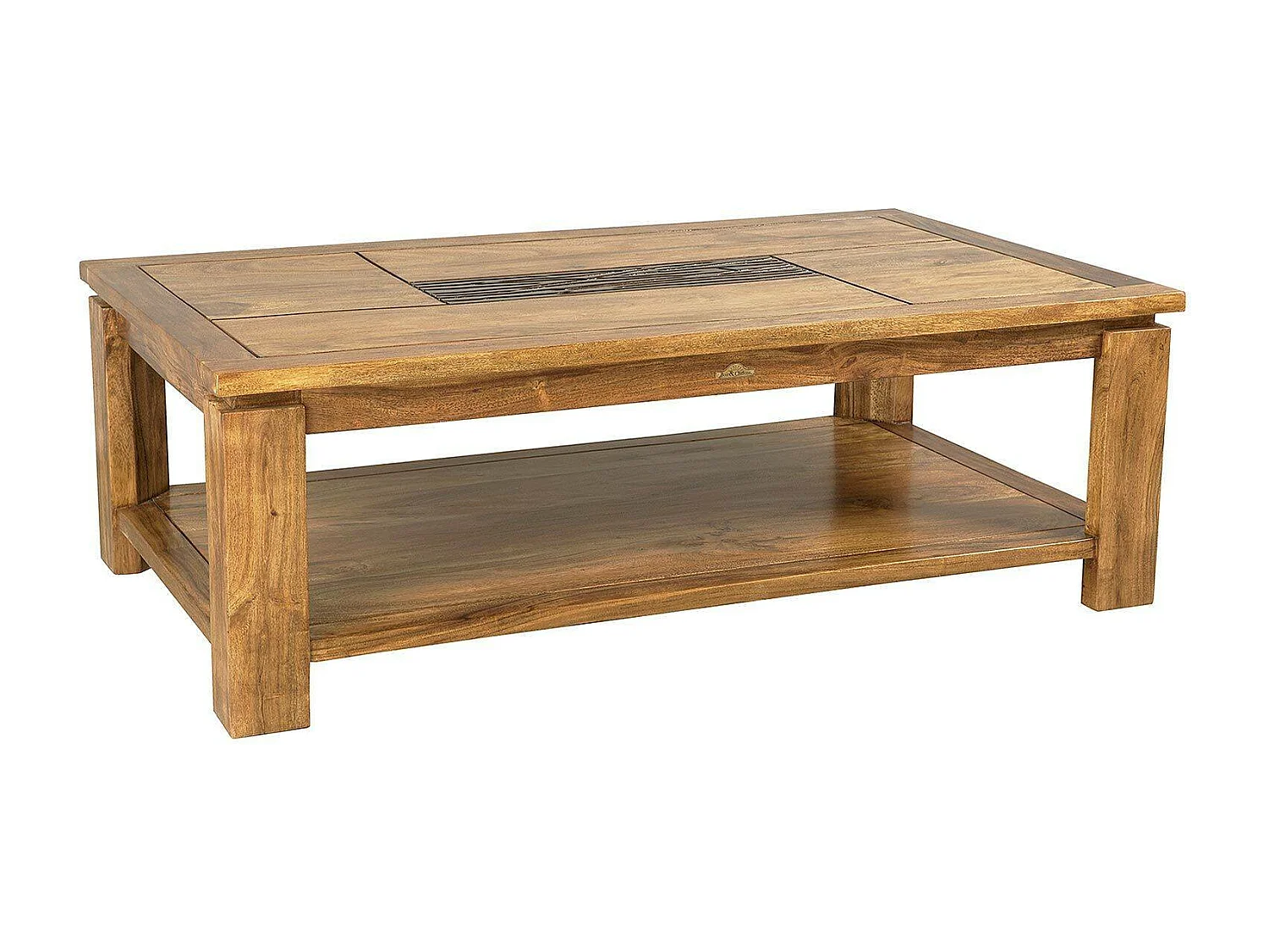 Table basse rectangulaire bois sculpté bicolore "Acacia Maya"