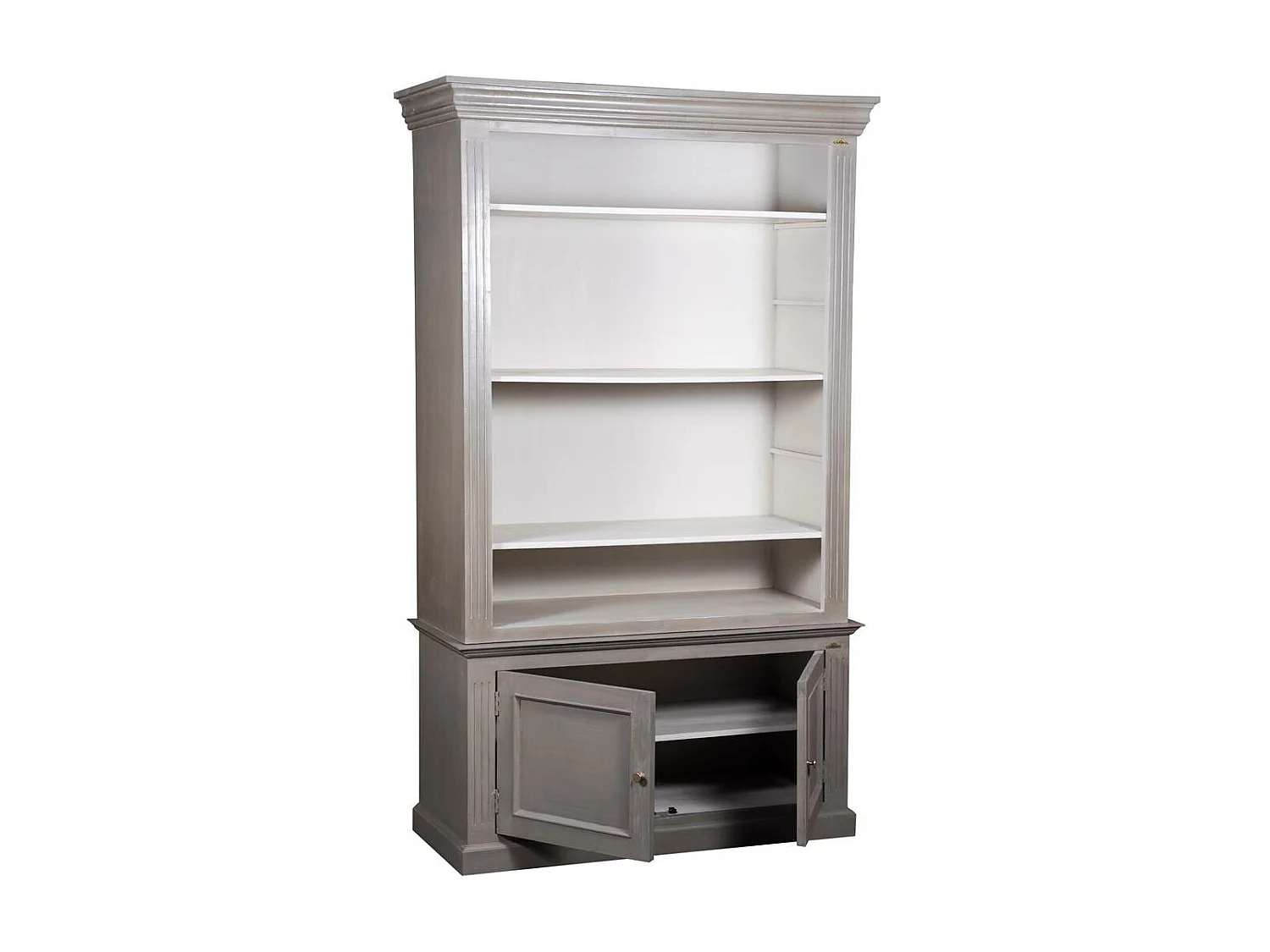 Bibliothèque 2 portes en acacia massif et plaquage