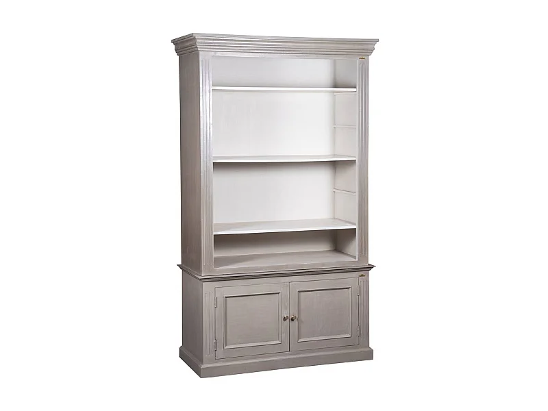 Bibliothèque 2 portes en acacia massif et plaquage