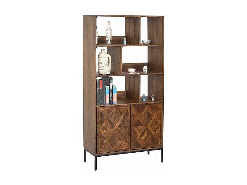 Bibliothèque 2 portes 6 niches | Manguier Kama