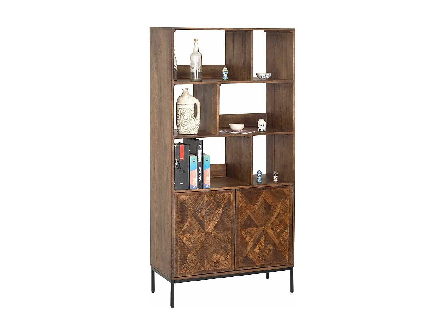 Bibliothèque 2 portes 6 niches | Manguier Kama