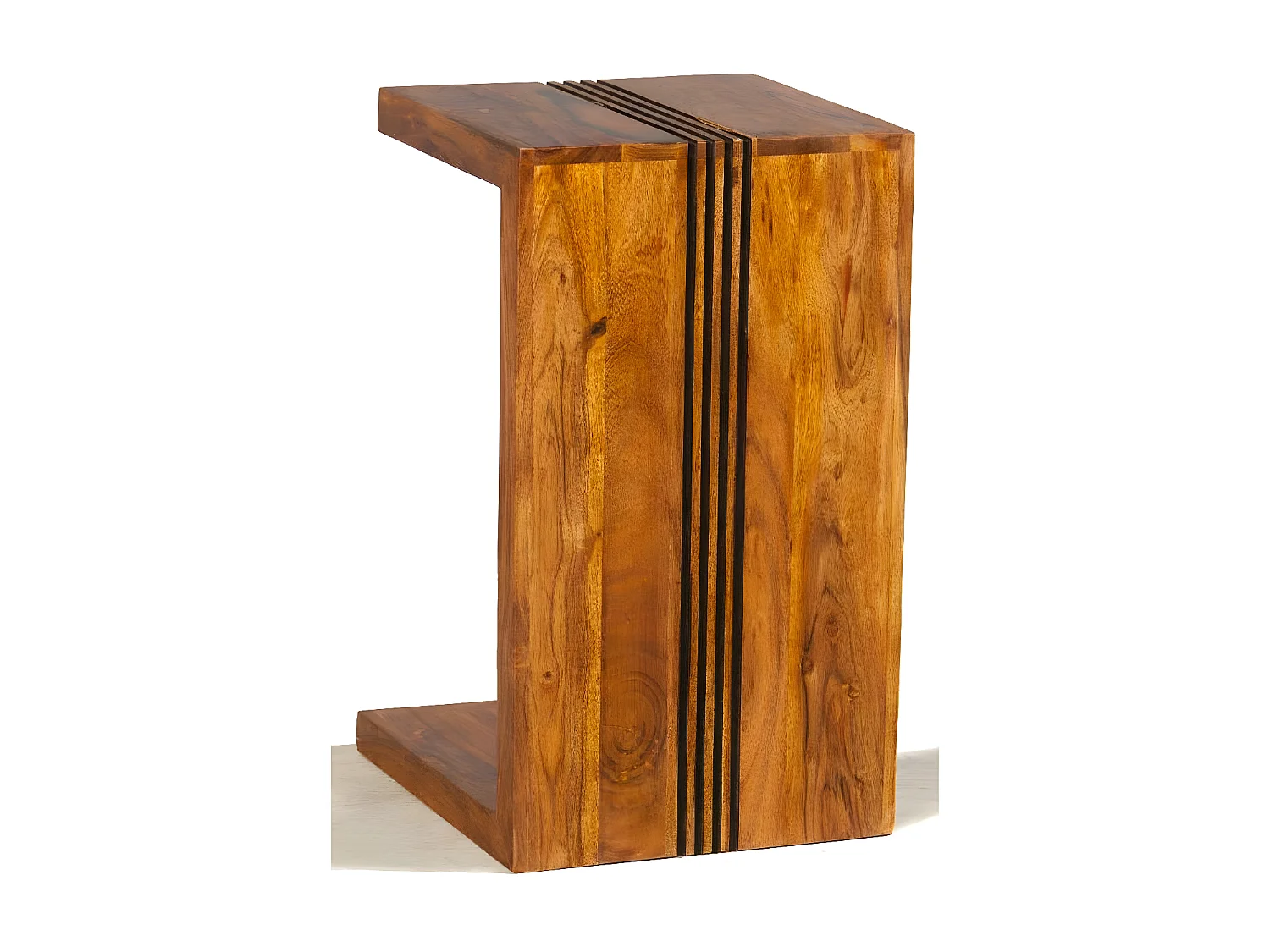 Bout de canapé en acacia massif strié