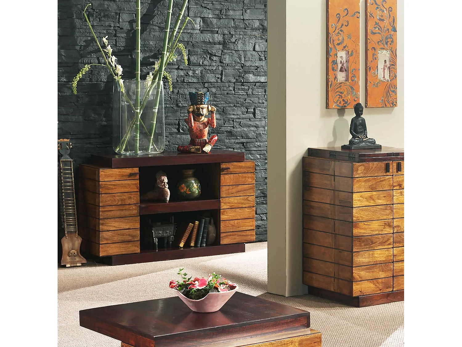 Console bois bicolore | Manguier Herods