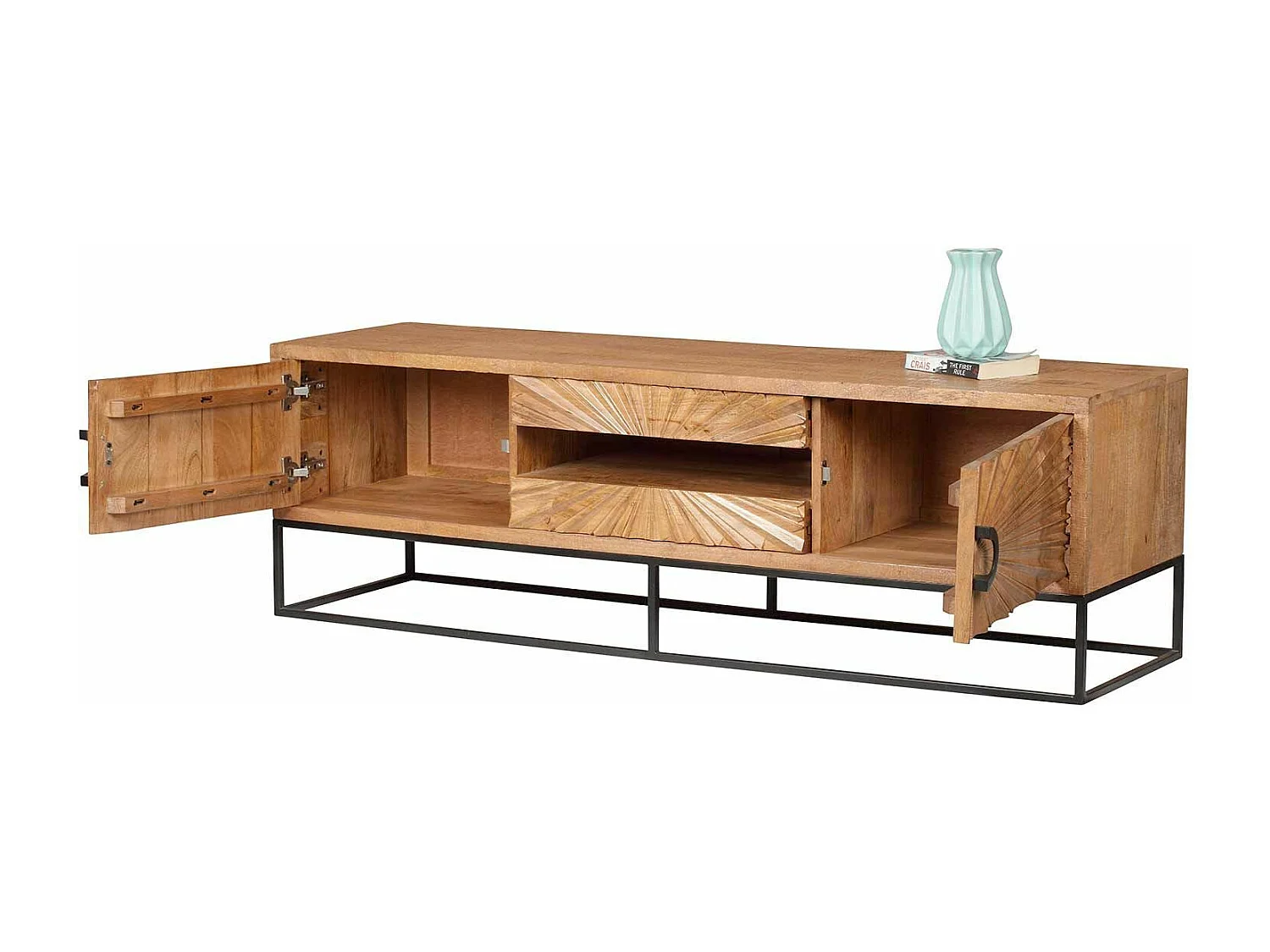 Meuble TV 2 portes 2 tiroirs | Manguier Solaris