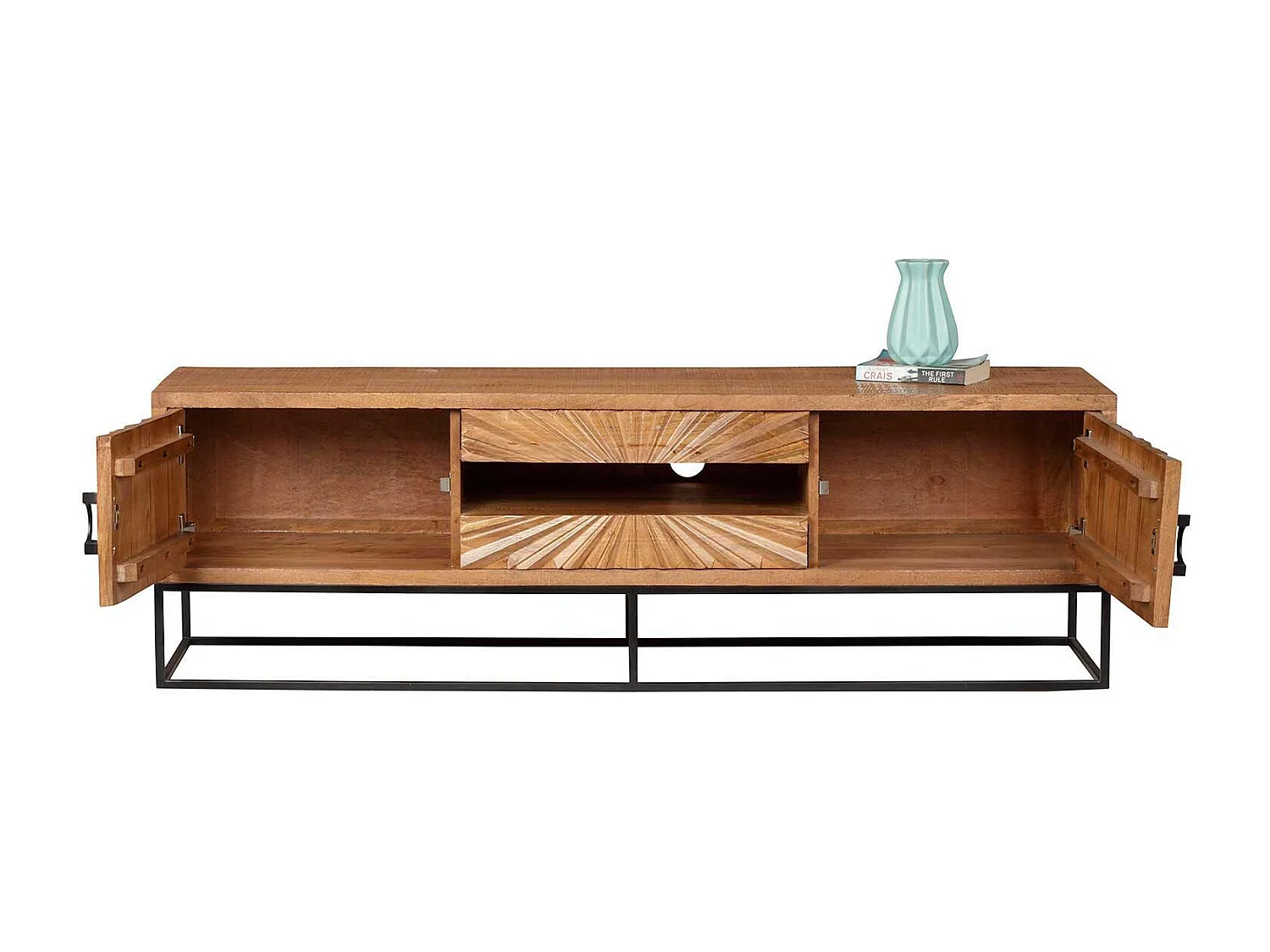 Meuble TV 2 portes 2 tiroirs | Manguier Solaris