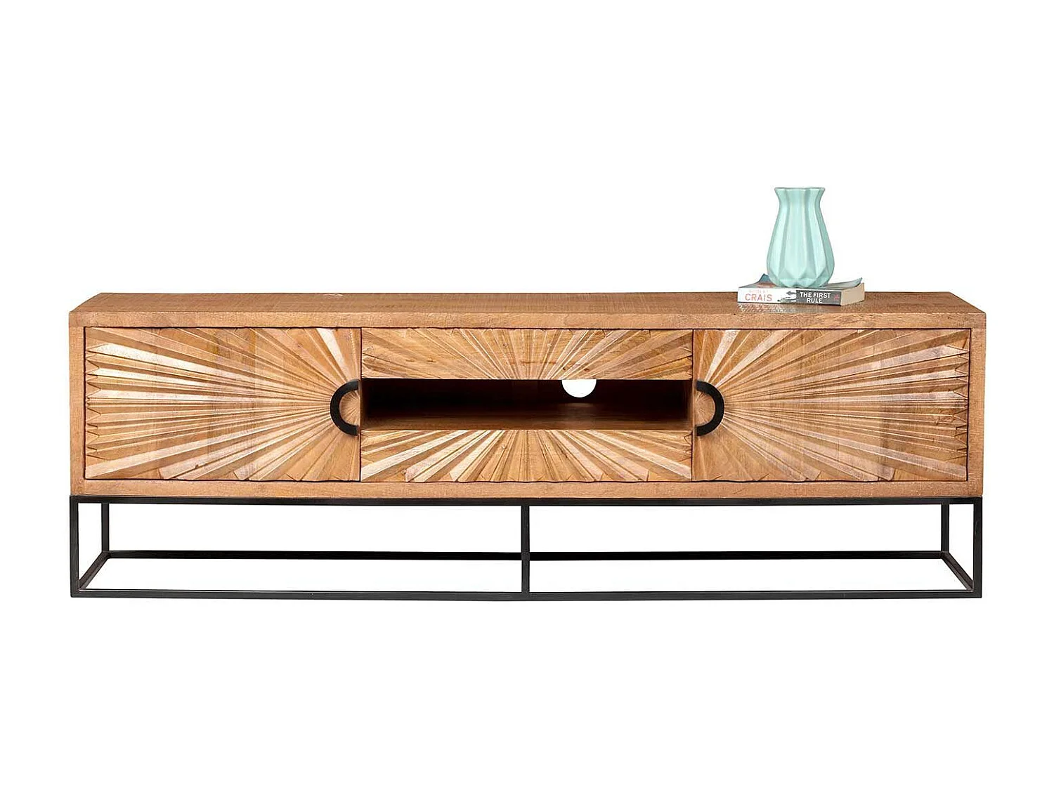 Meuble TV 2 portes 2 tiroirs | Manguier Solaris