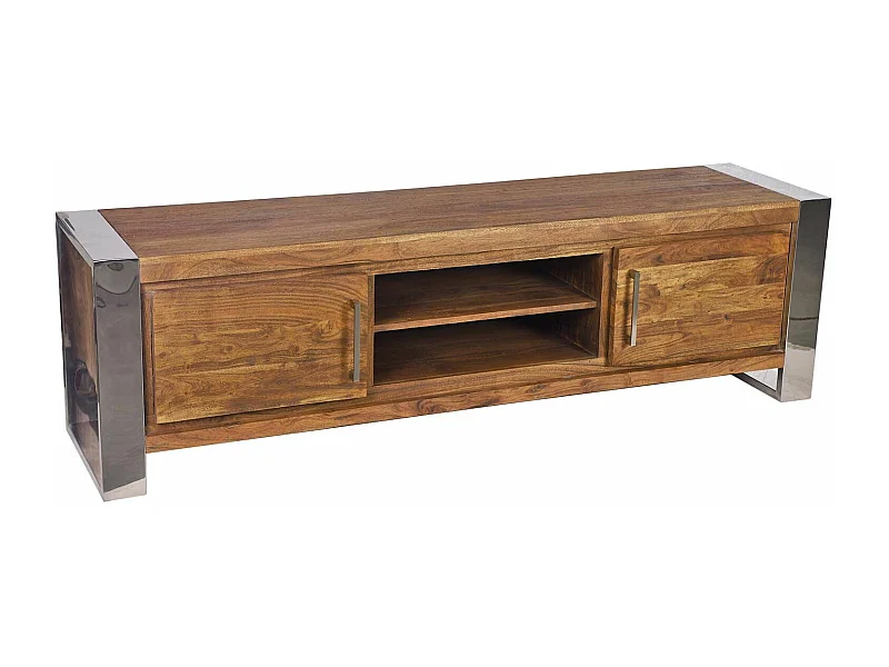 Meuble TV 2 portes | Acacia Stainless III