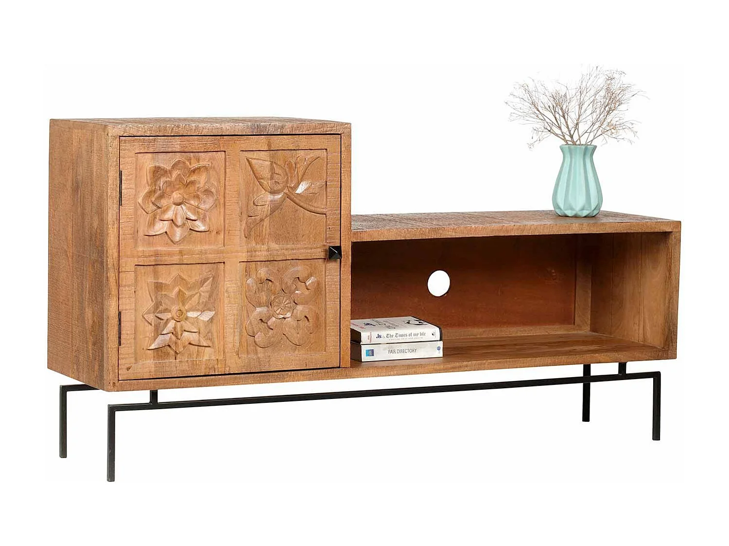 Meuble TV asymétrique 1 porte | Manguier Sculture