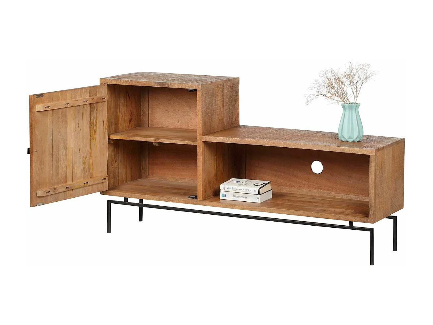 Meuble TV asymétrique 1 porte | Manguier Sculture