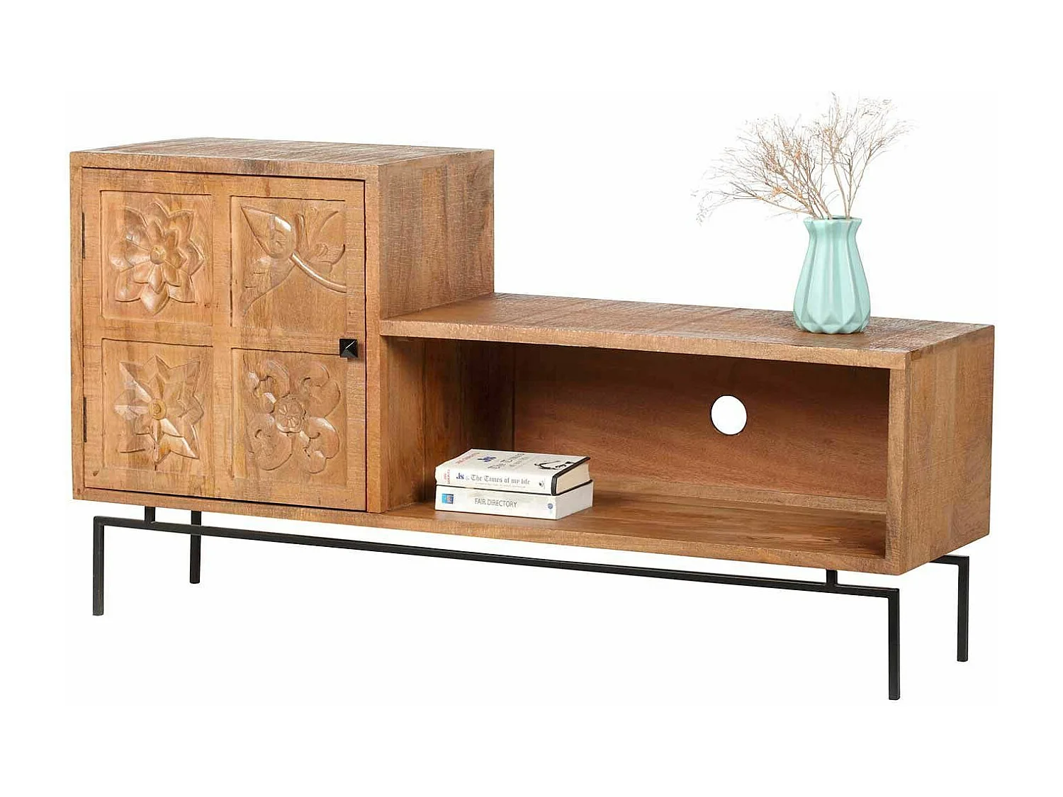 Meuble TV asymétrique 1 porte | Manguier Sculture