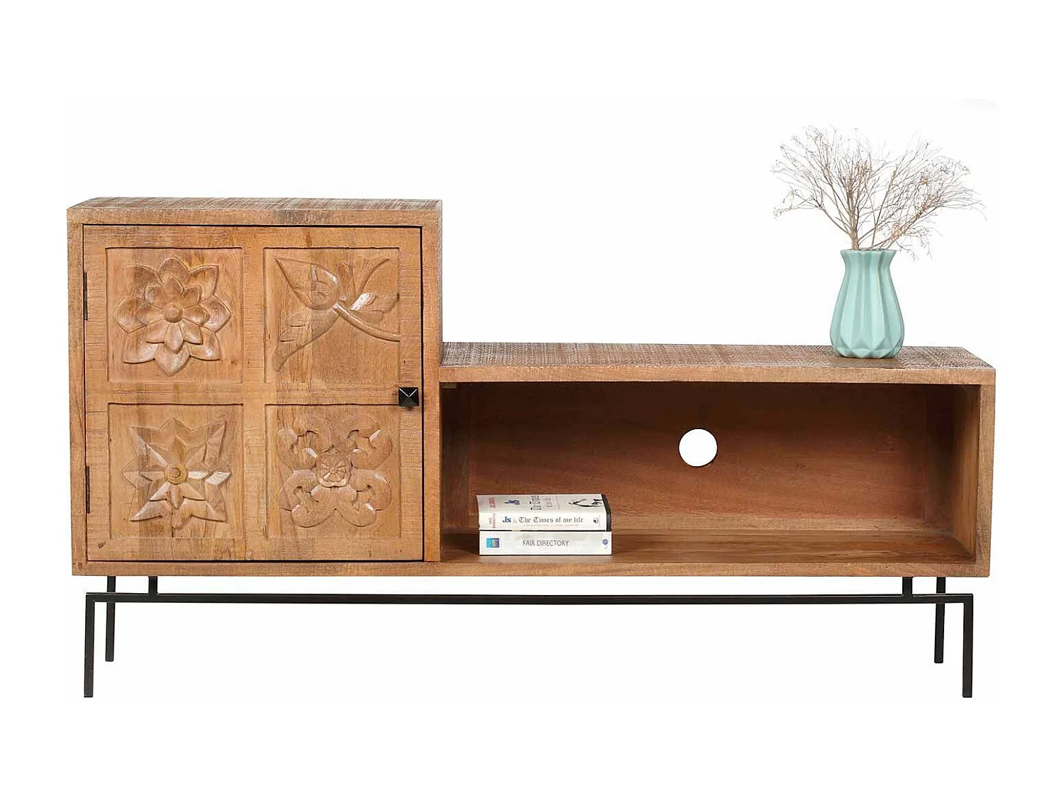 Meuble TV asymétrique 1 porte | Manguier Sculture