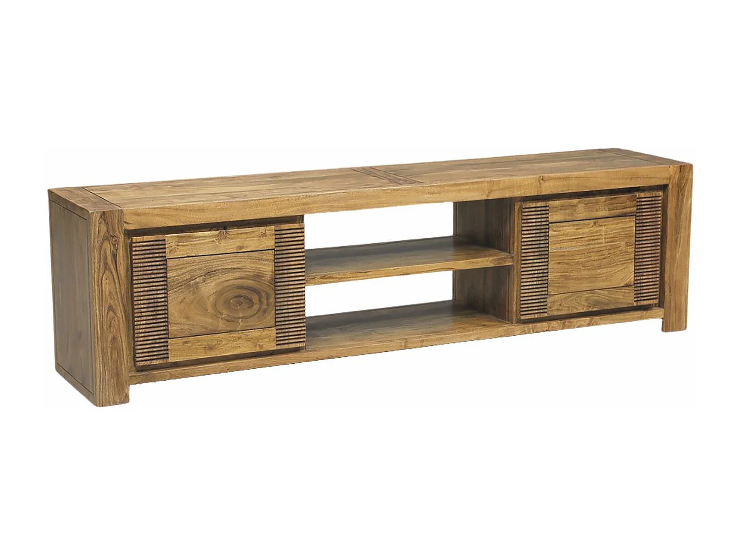 Meuble Tv bois strié 2P 2N | Acacia Verone
