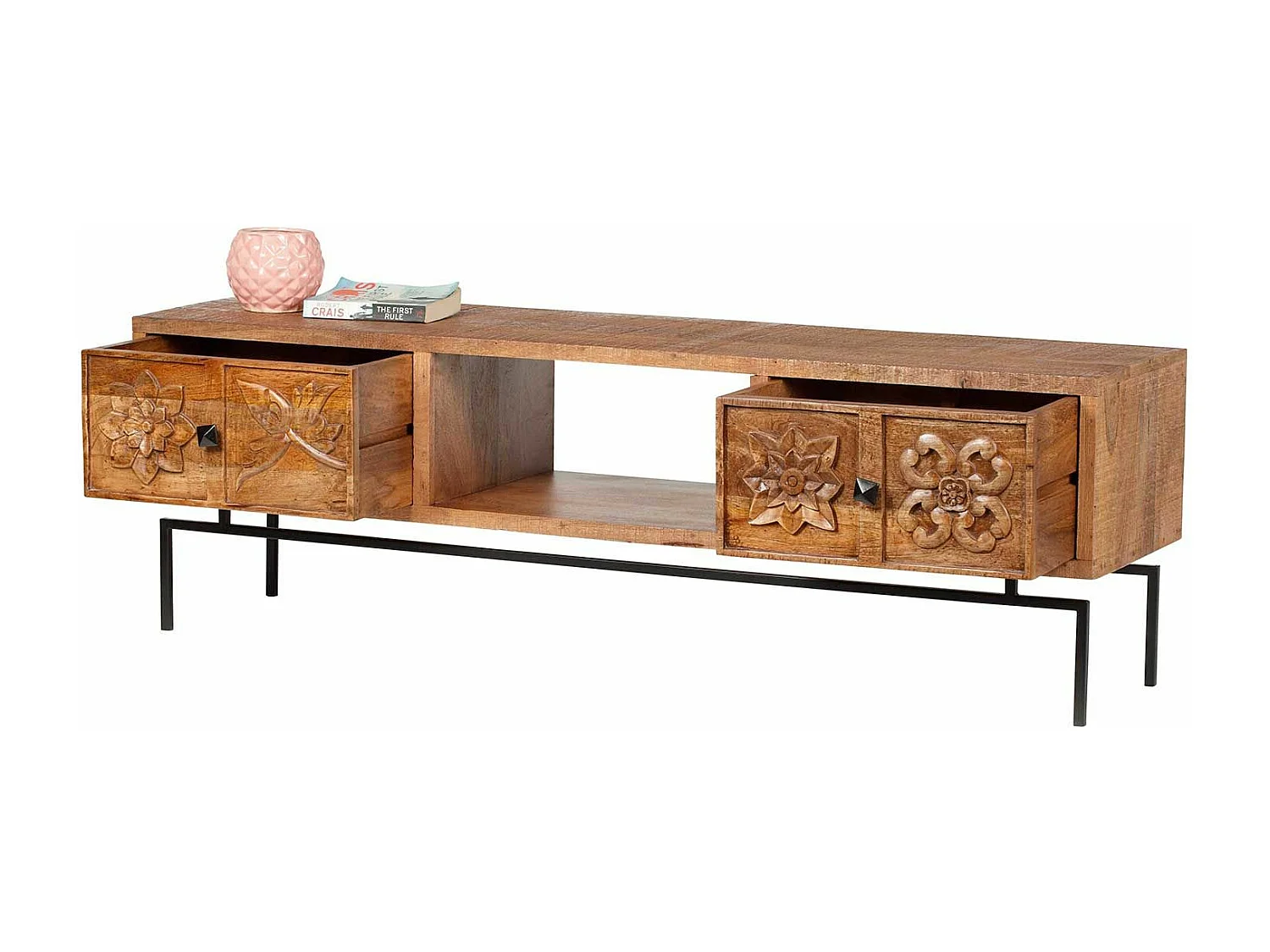 Meuble TV 2 tiroirs, 1 niche | Manguier Sculture