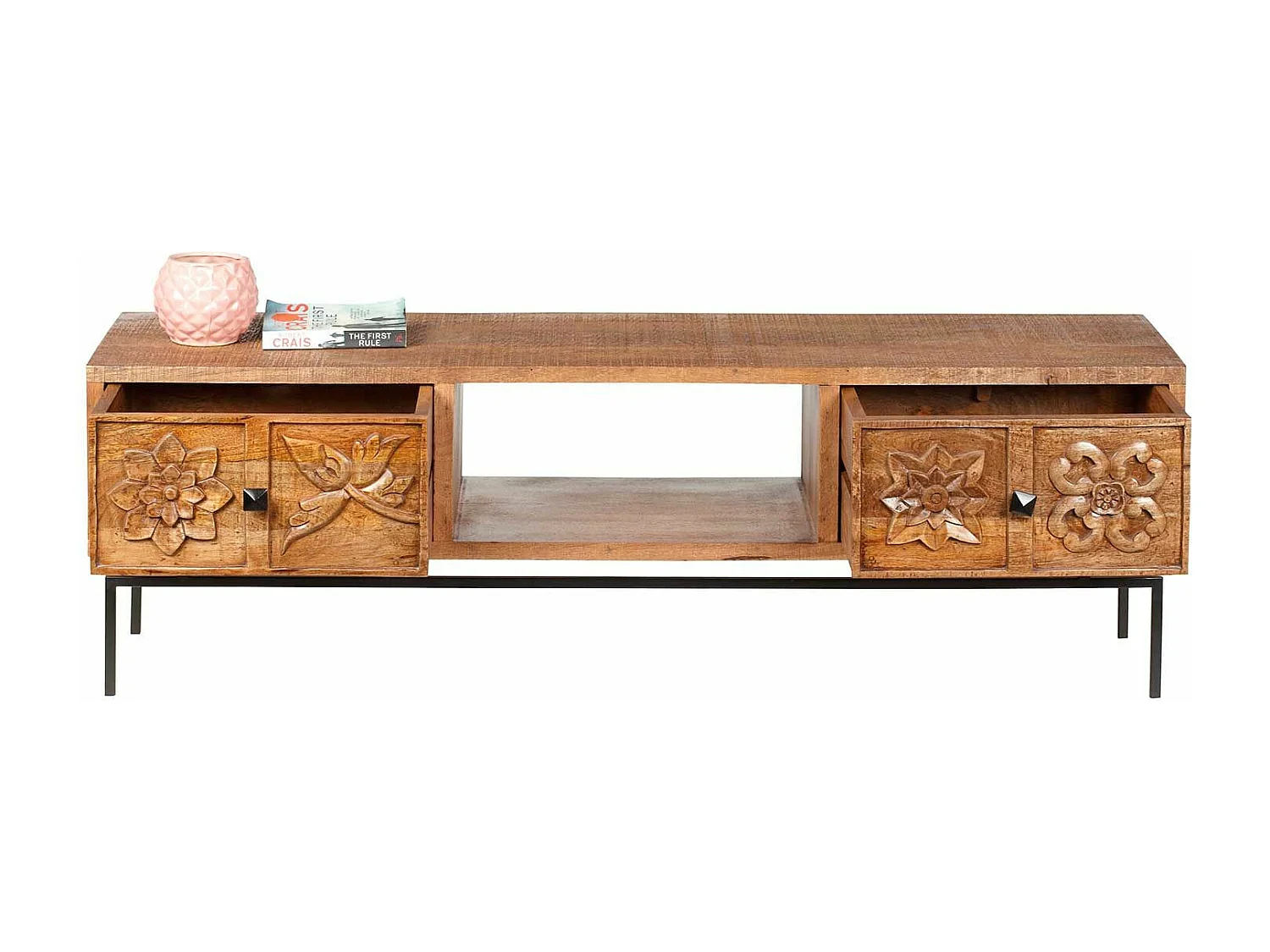 Meuble TV 2 tiroirs, 1 niche | Manguier Sculture