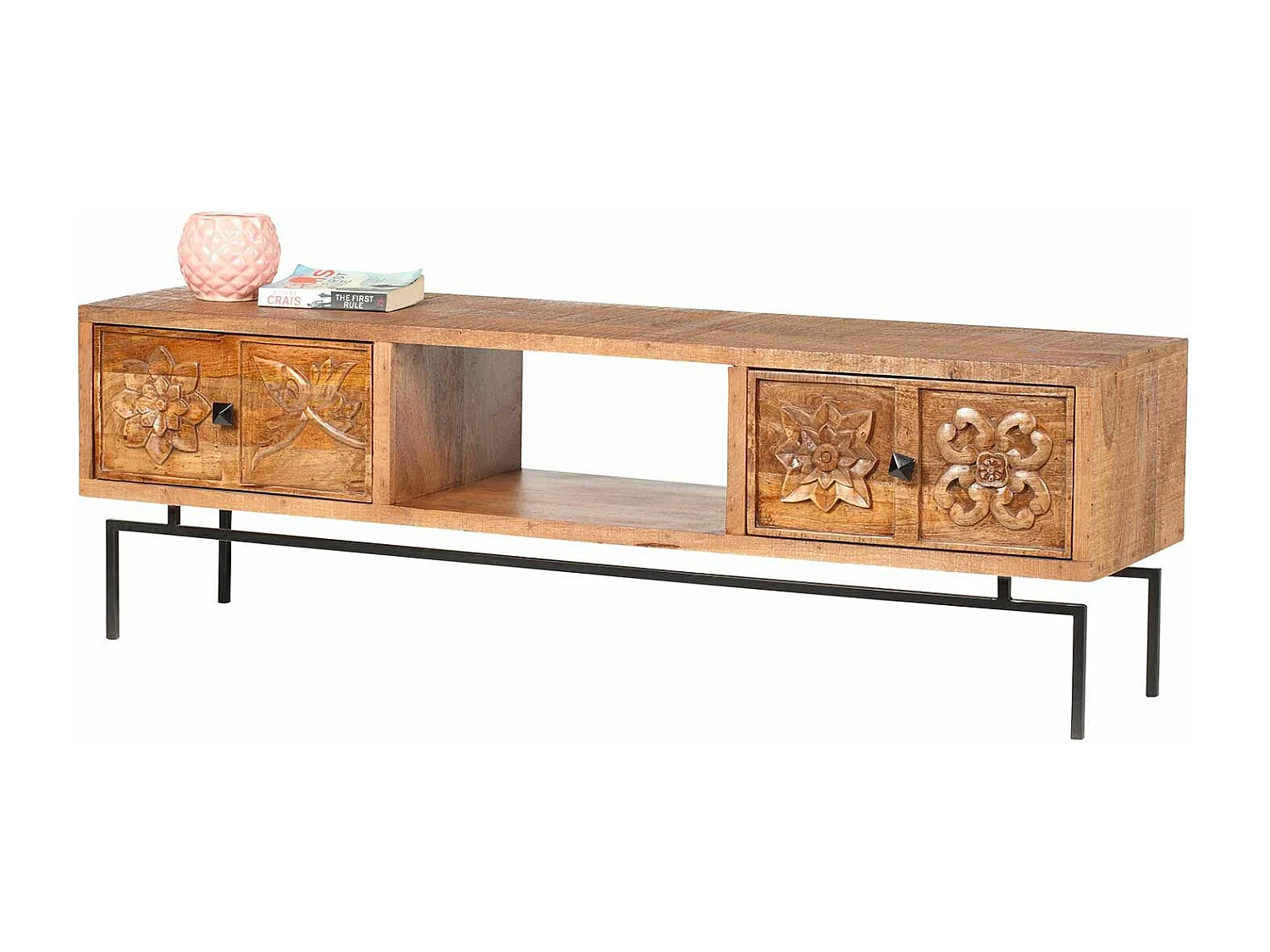 Meuble TV 2 tiroirs, 1 niche | Manguier Sculture