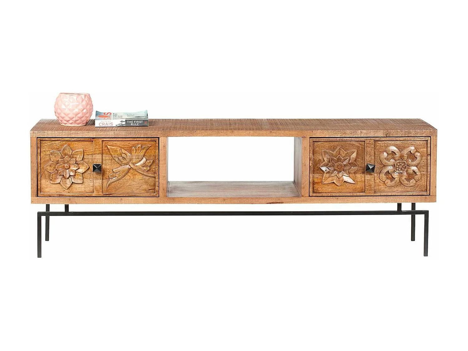 Meuble TV 2 tiroirs, 1 niche | Manguier Sculture