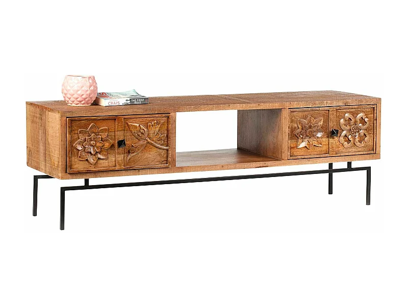 Meuble TV 2 tiroirs, 1 niche | Manguier Sculture