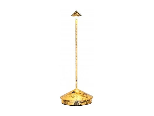 Luminária de mesa LED Pina Pro, preta com detalhes em folha de ouro, efeito craquelado, recarregável, intensidade regulável, sem fio, 2200-2700-3000K