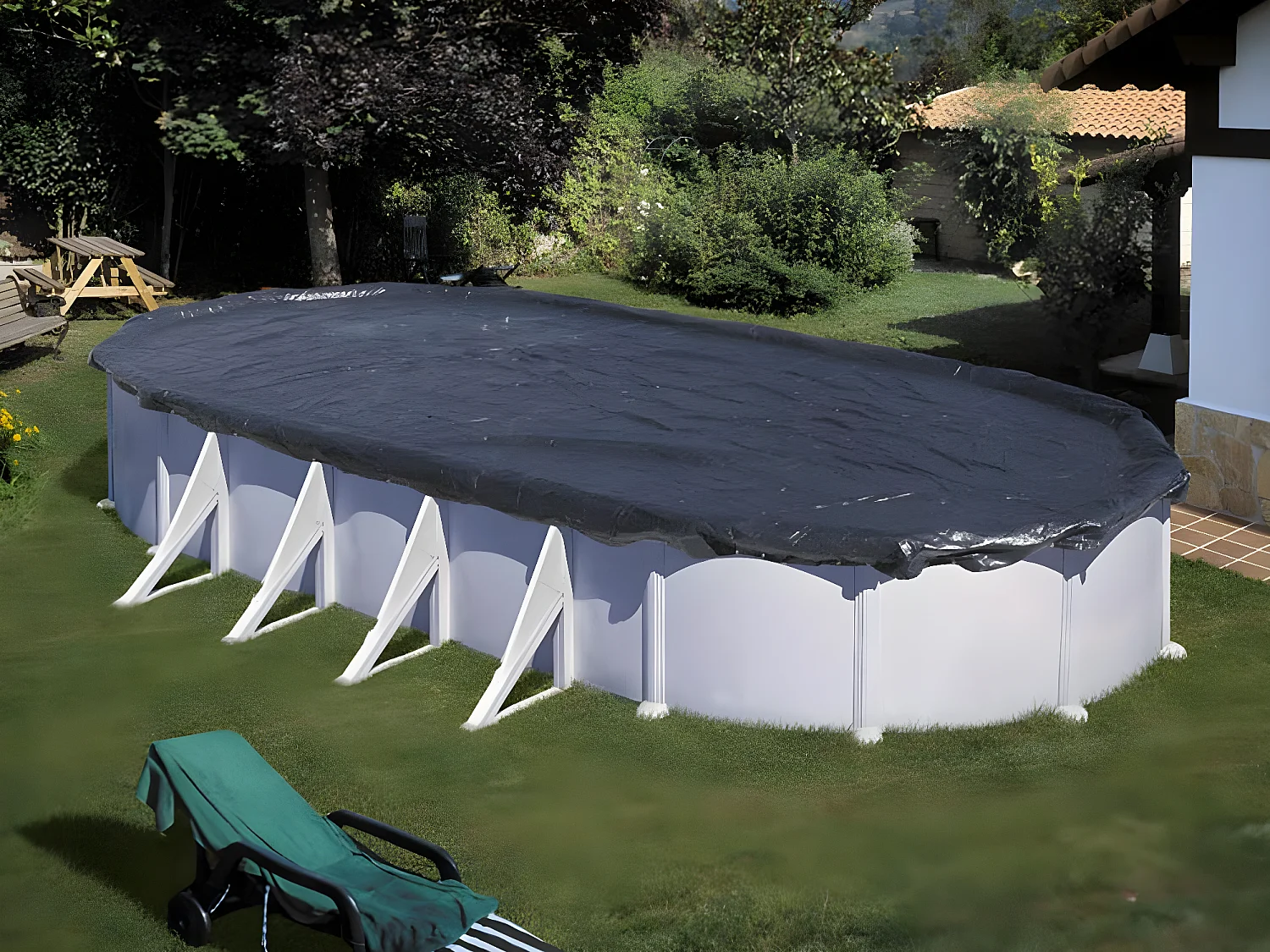 Bâche d'hivernage 120 g/m² pour piscine acier ovale 6,34 x 3,99 m - Gré