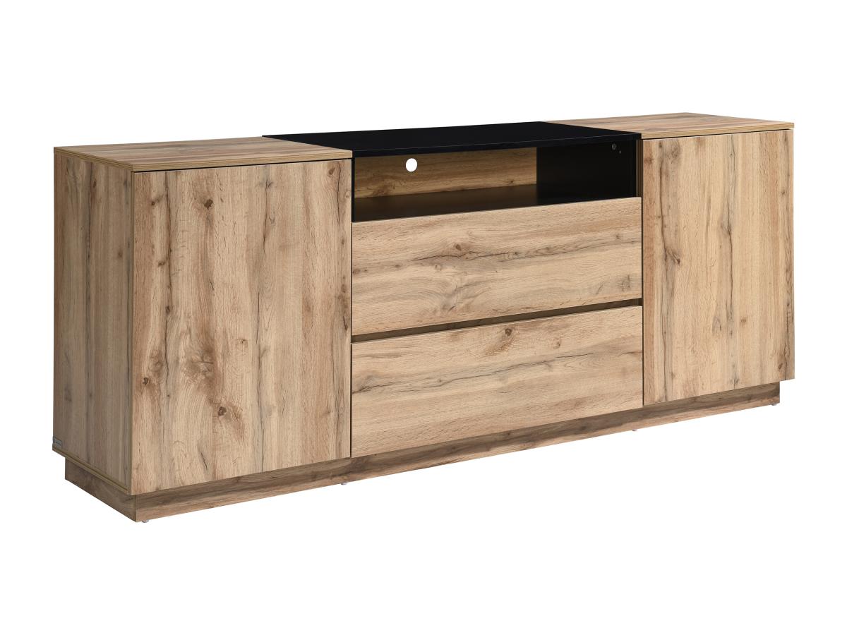 Sideboard mit 2 Türen, 2 Schubladen & 1 Ablagefach - Holzfarben & Schwarz - günstig online kaufen