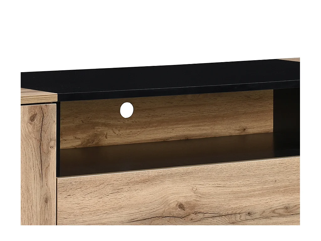 Sideboard mit 2 Türen, 2 Schubladen & 1 Ablagefach - Holzfarben & Schwarz - CEMILINA