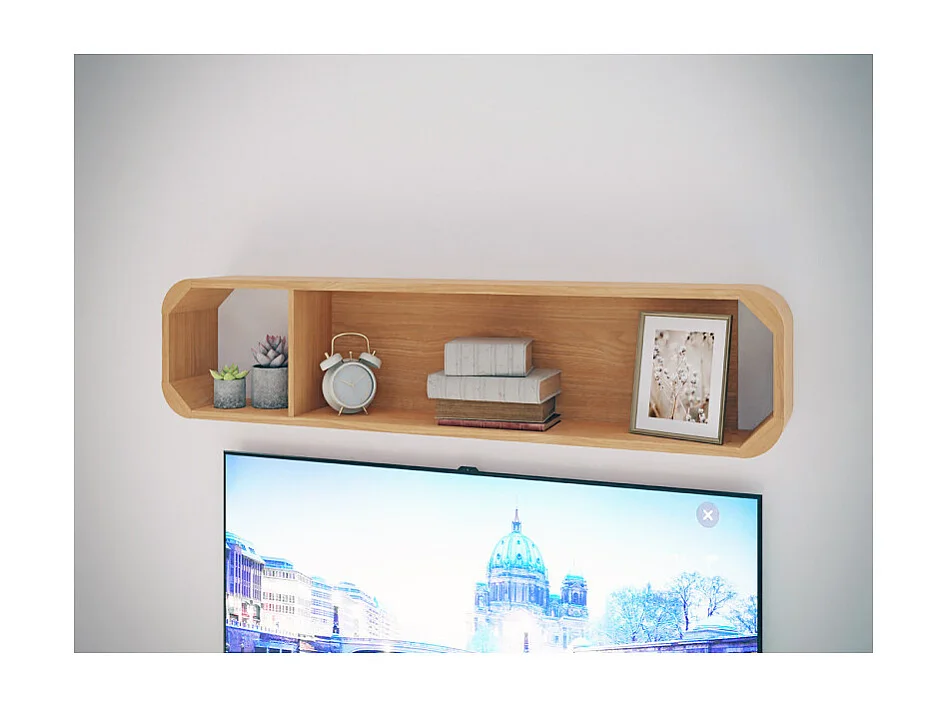 Étagère murale réversible L. 155 cm décor chêne angles arrondi - VIVIAN