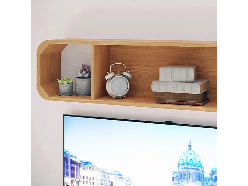 Étagère murale réversible L. 155 cm décor chêne angles arrondi - VIVIAN