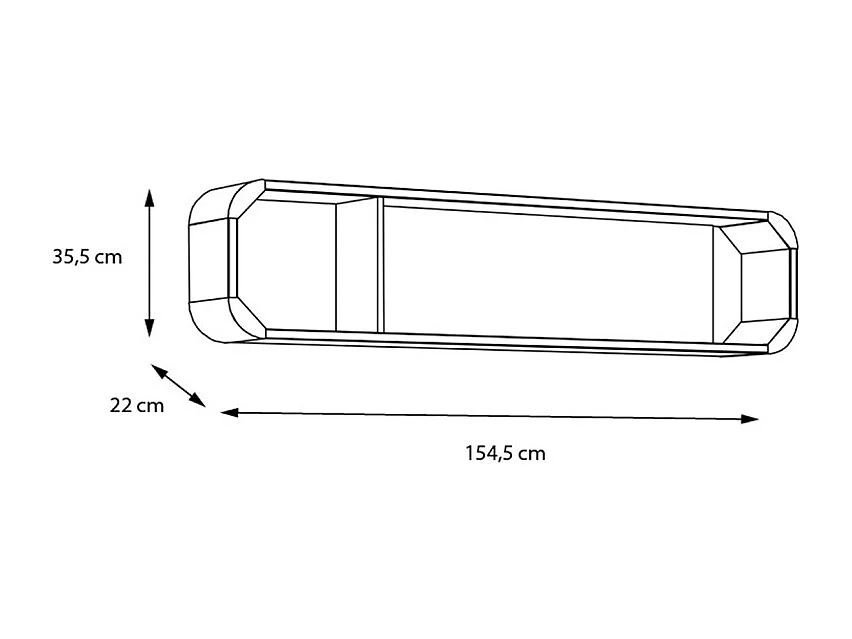 Étagère murale réversible L. 155 cm décor chêne angles arrondi - VIVIAN