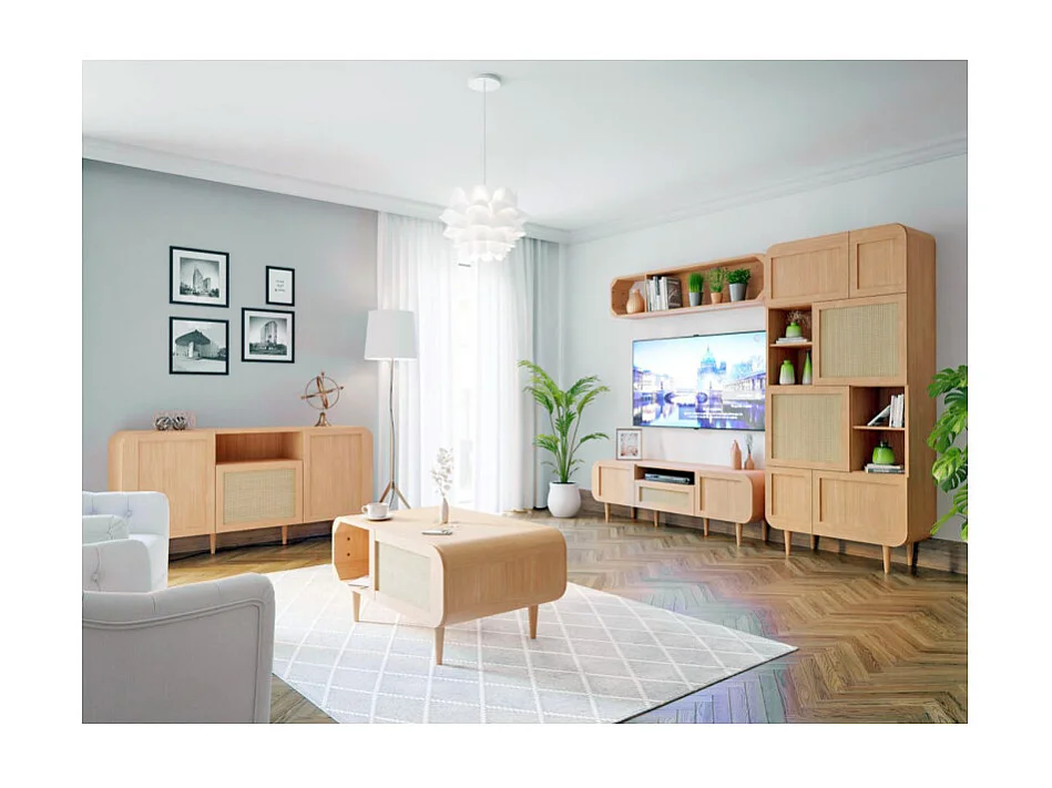 Étagère murale réversible L. 155 cm décor chêne angles arrondi - VIVIAN