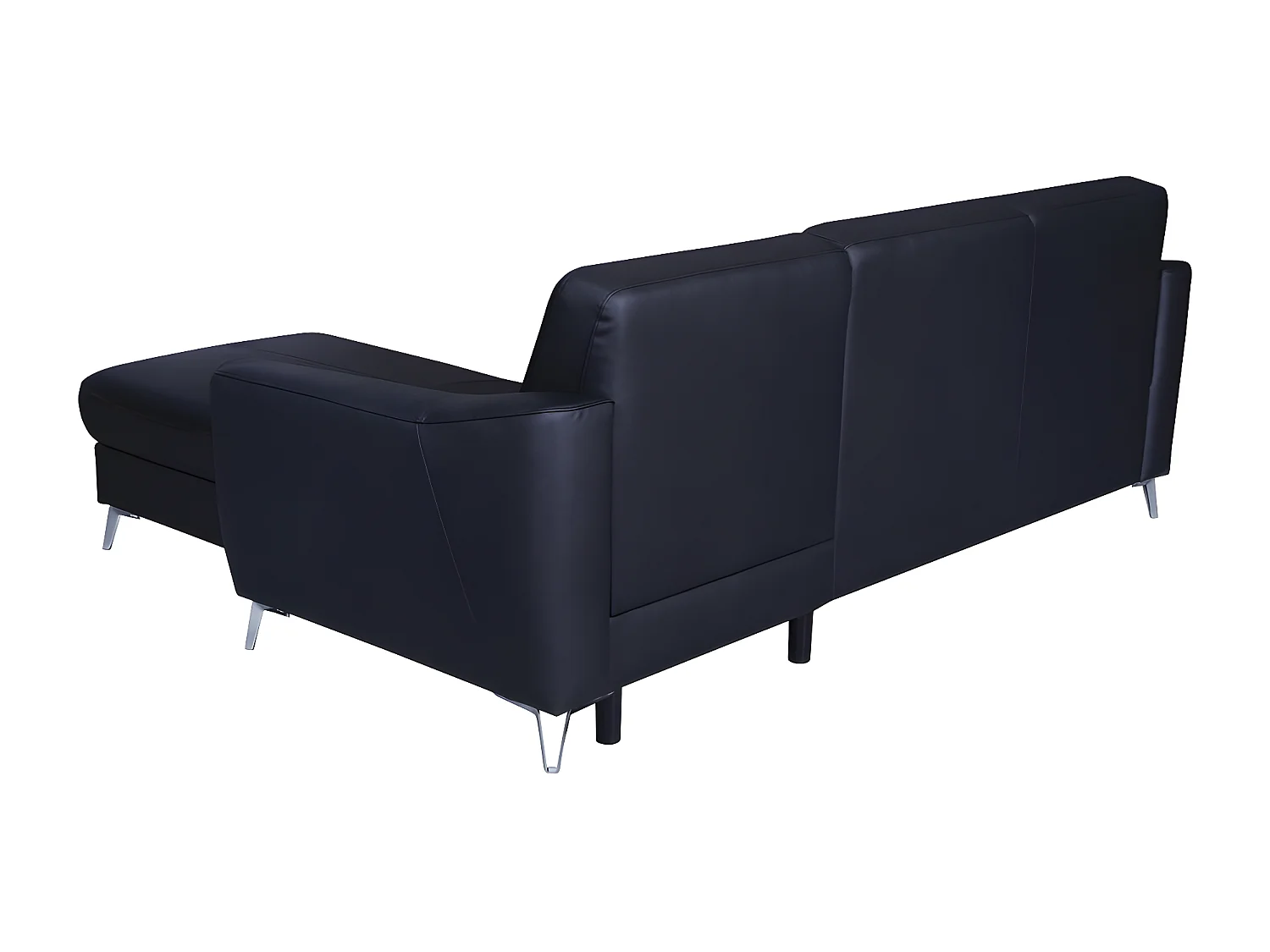 Canapé d'angle convertible en cuir italien de luxe 5 places SANTORIN, avec coffre, noir, angle droit