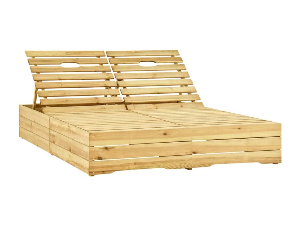 Sdraio sedia a sdraio lettino lettino da giardino terrazza doppio mobile da esterno 198 x 135 x (30-75) cm legno di pino impregnato verde 02_0012746