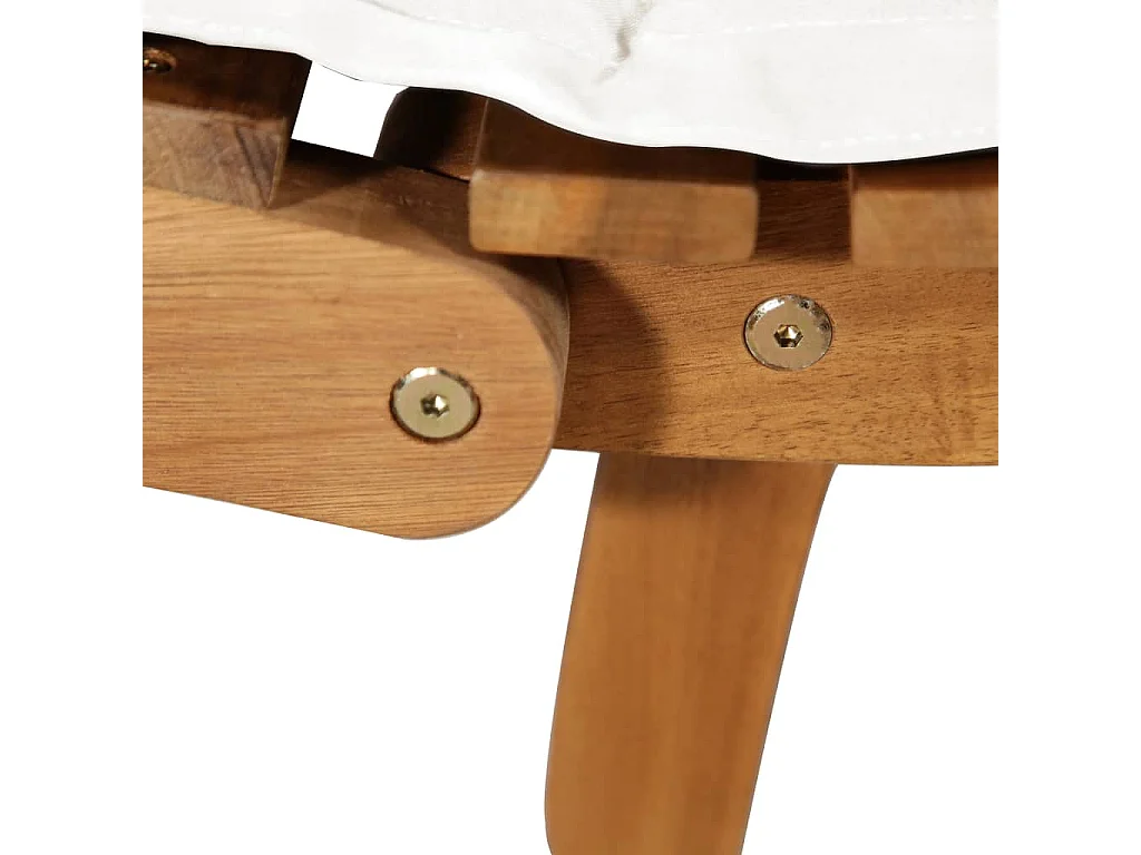 Tumbona tumbona para tomar el sol cama de jardín terraza muebles de exterior con cojín madera maciza de acacia crema 02_0012411