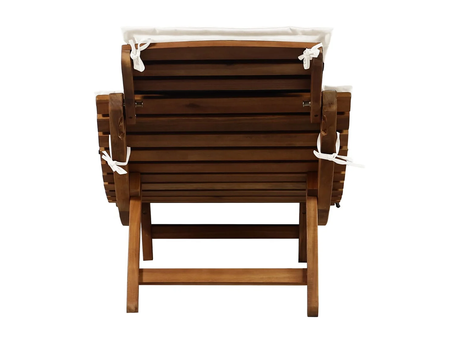 Tumbona tumbona para tomar el sol cama de jardín terraza muebles de exterior con cojín madera maciza de acacia crema 02_0012411