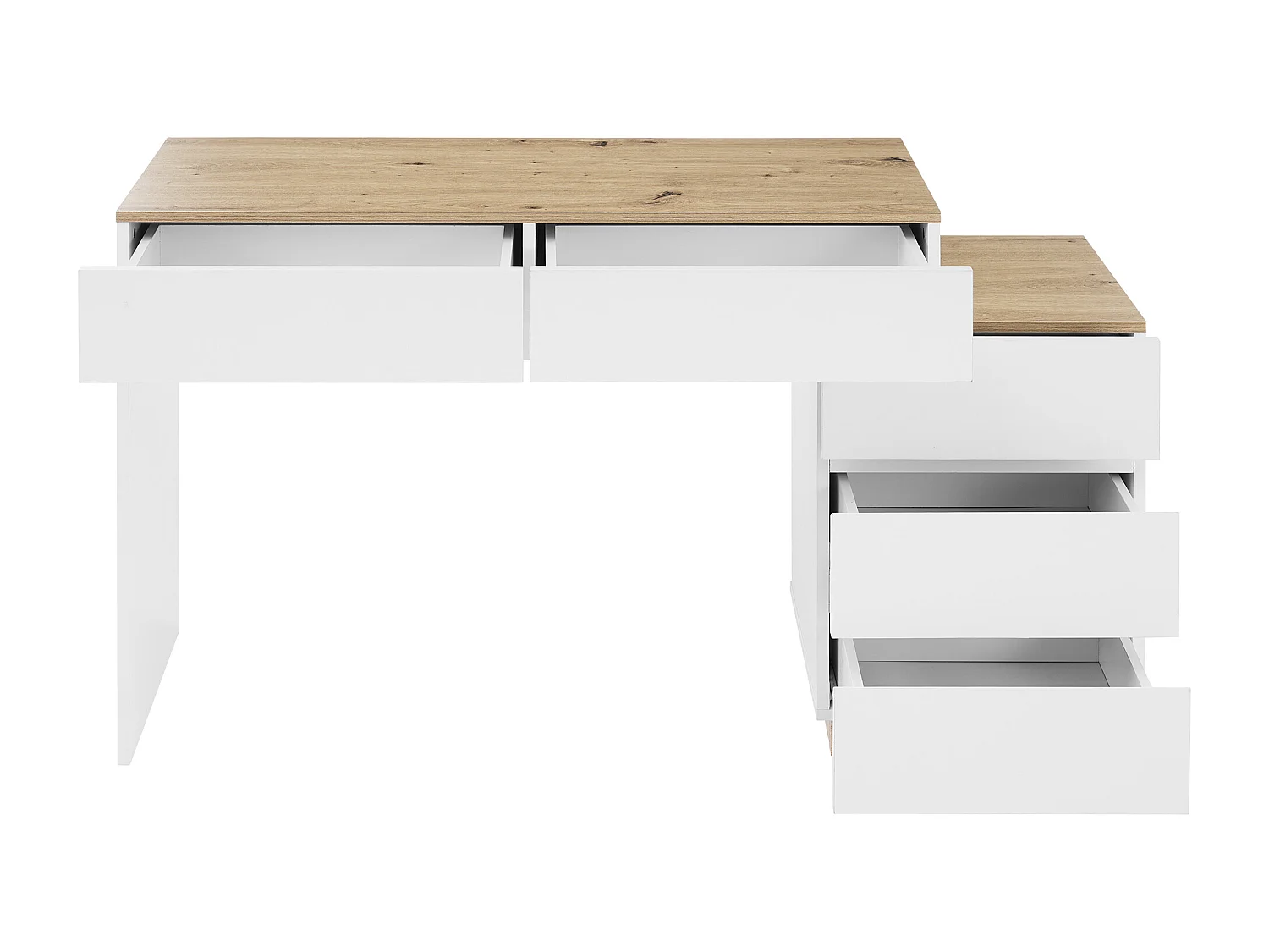 Coiffeuse moderne avec 5 tiroirs - en panneaux de particules - Blanc