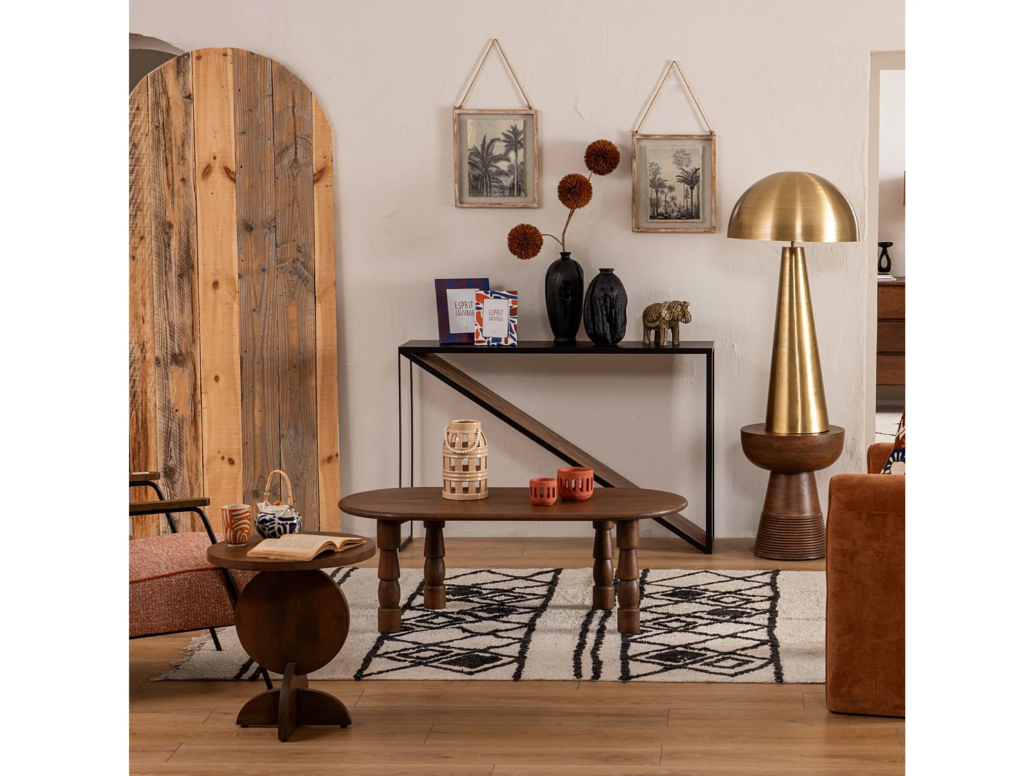 Table basse ovale en bois style ethnique L115 - RUNDU