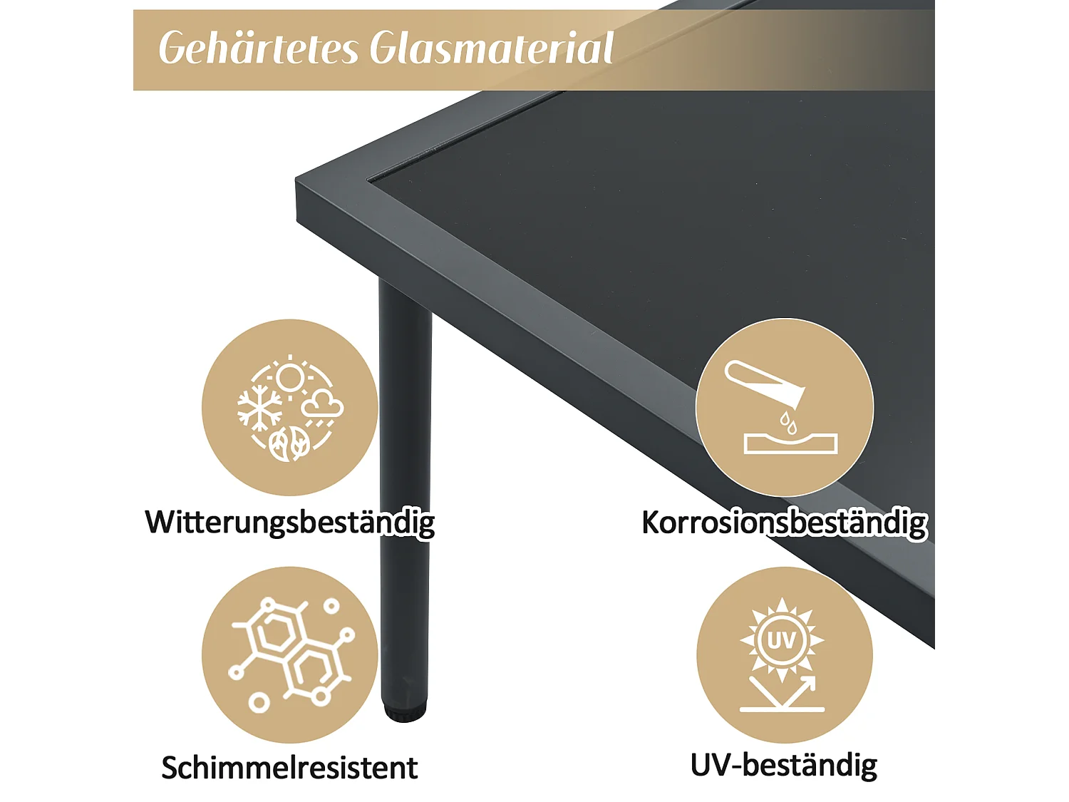 Modulair tuinmeubel in gegalvaniseerd staal - geschikt voor 6 personen - versierd met touw - Beige