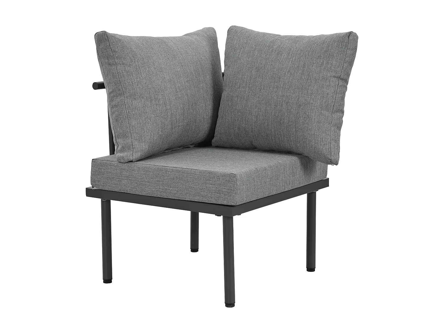 Modulair tuinmeubel in gegalvaniseerd staal - geschikt voor 6 personen - versierd met touw - Grijs