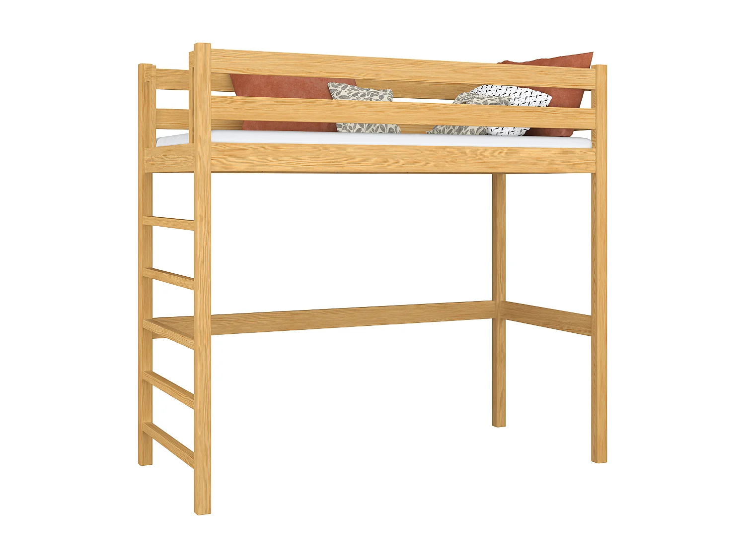 Lit mezzanine en bois N01 Pin Naturel 100x190
