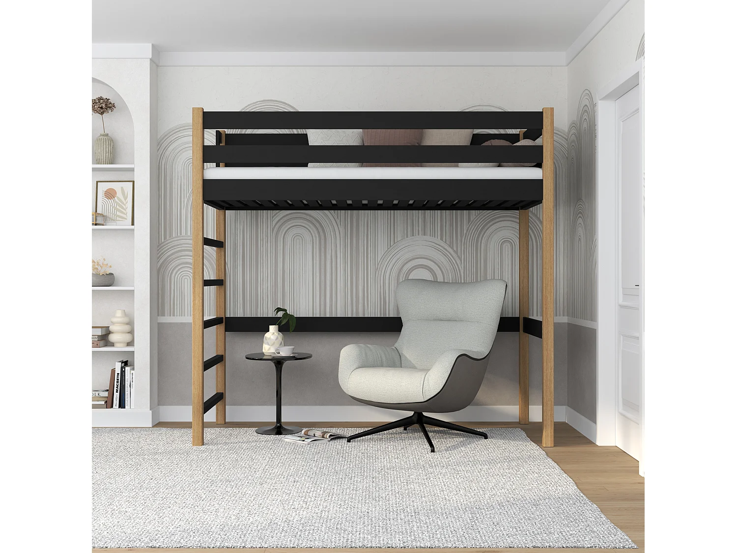 HOCHBETT N01 Schwarz / Eiche Natur 80x190