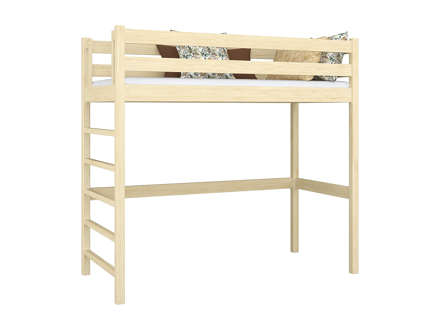 Lit mezzanine en bois N01 Pin Clair 100x180