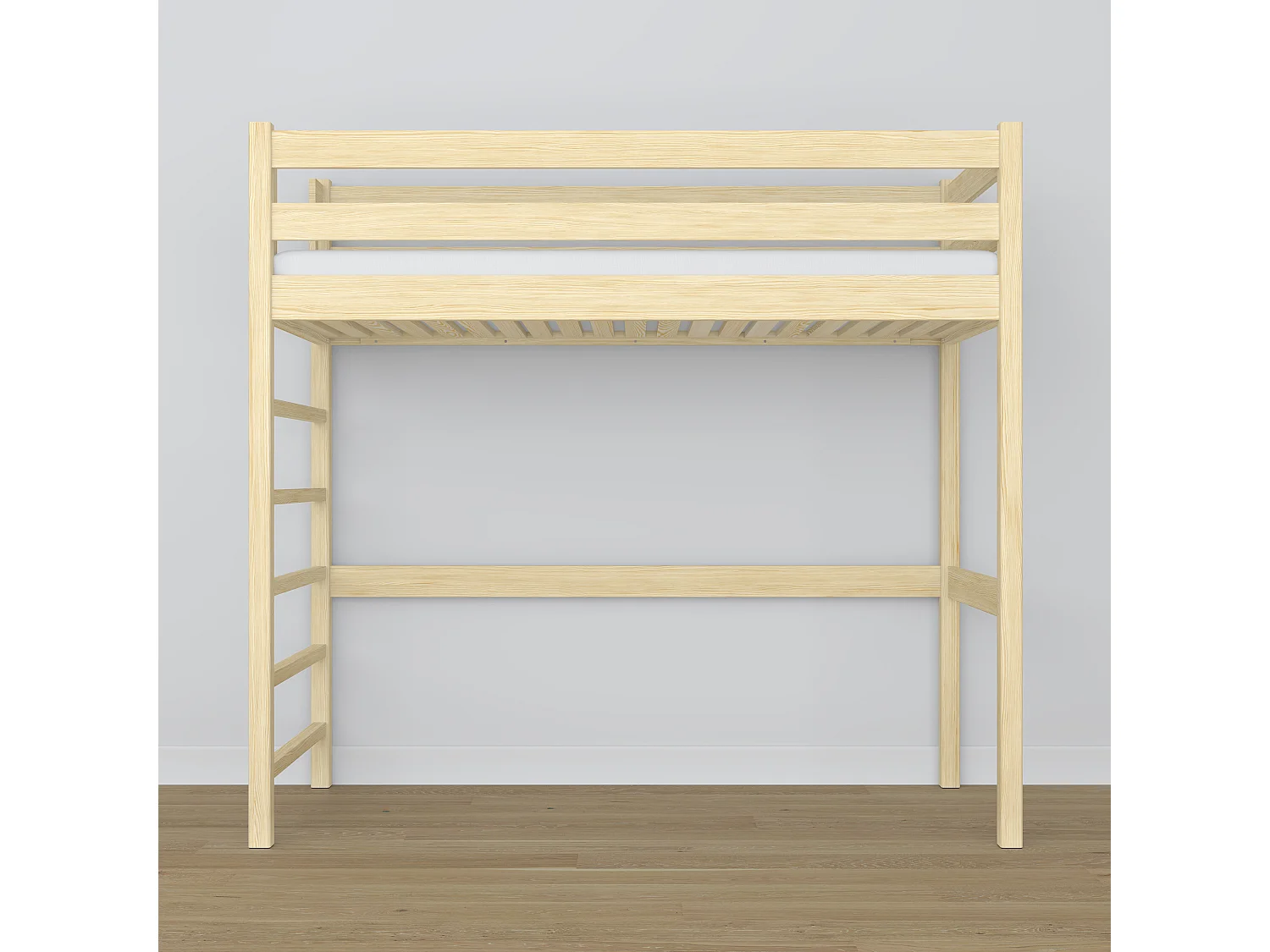 Lit mezzanine en bois N01 Pin Clair 100x180